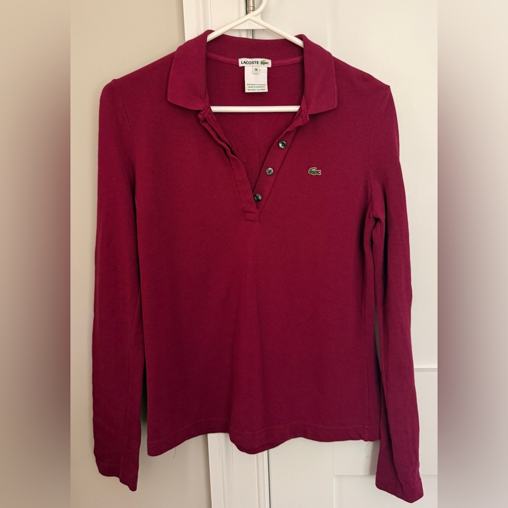NWOT women’s Lacoste long sleeve T shirt, Size 38